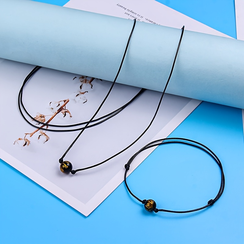 Classic Minimalist Adjustable Bracelet and Necklace Set, Tiger's Eye